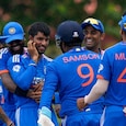Pooran becomes Tilak Varma's first international wicket in T20 format. Courtesy: AP